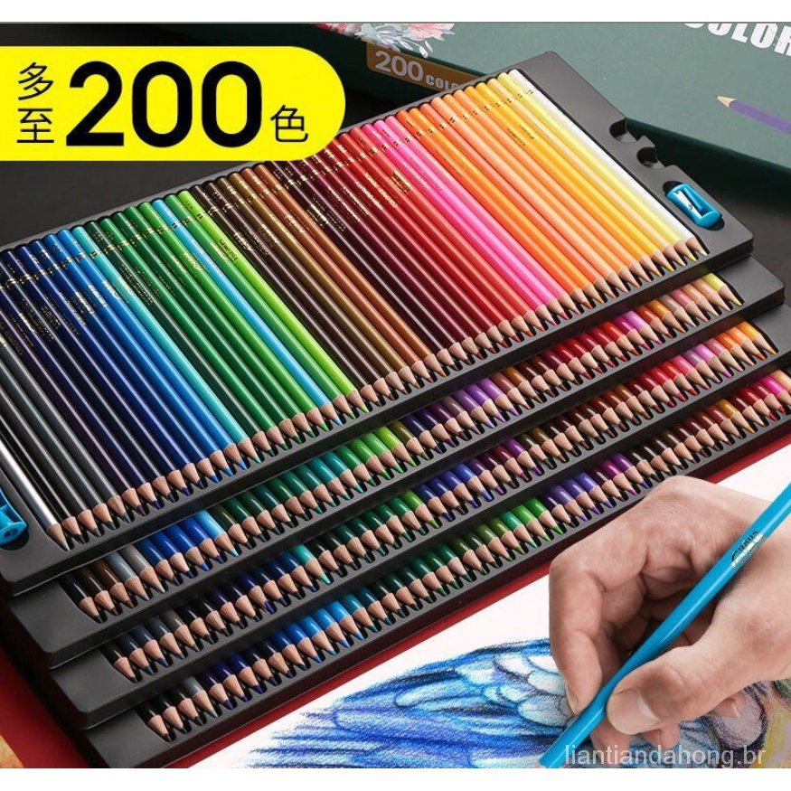 200 Cores Lápis De Cor Profissional Pintura Colorida Desenho Estudantil ...