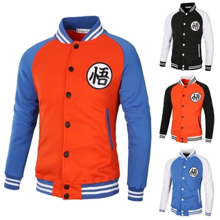 SUNWISH SWS-JY2410 Goku Dragon Ball Japanese Cartoon Cosplay Contraste Cor Casaco De Baseball Coreano Com Boné Esportivo