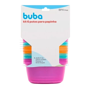 Kit Com 06 Potes Infantil Para Papinha Com Tampa 240ml Buba