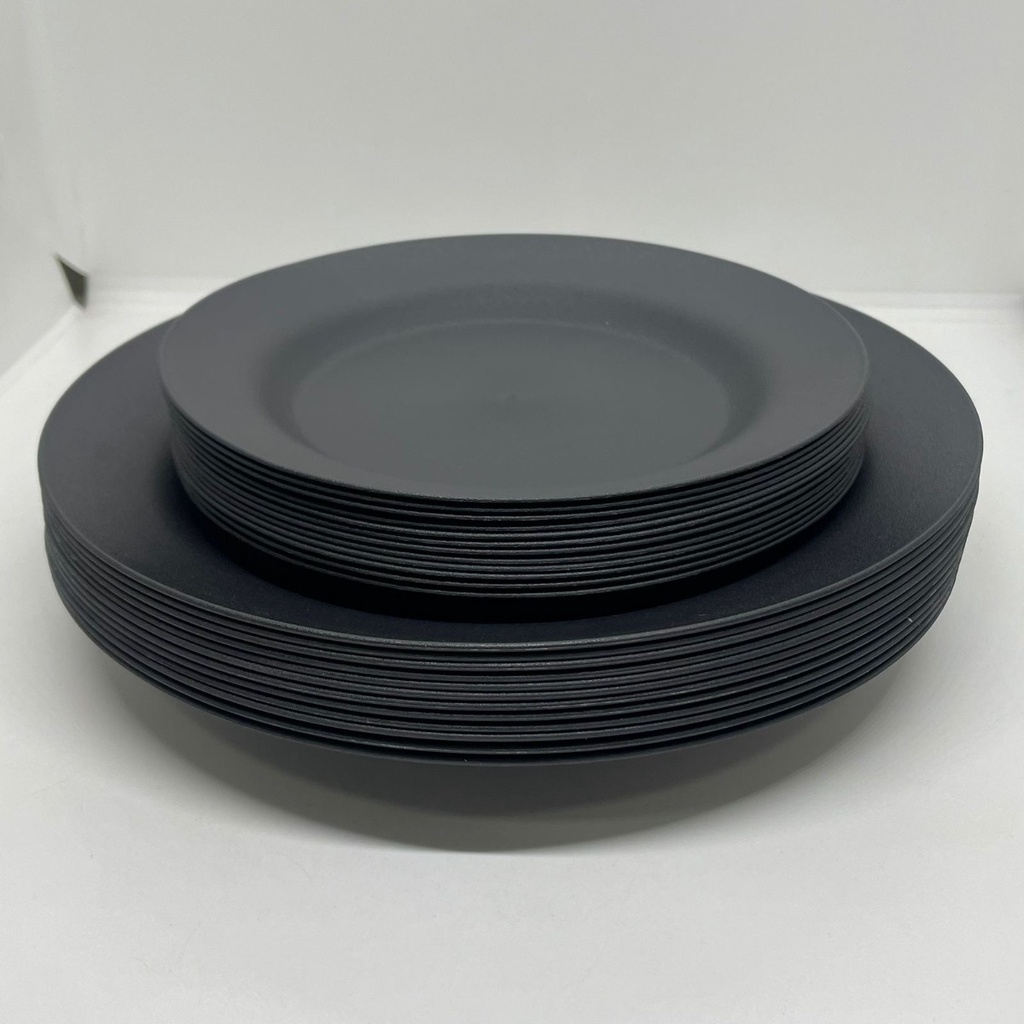 6 Prato Ref.6 Pratos Sobremesa Redondos 6 Cum 400ml Preto**