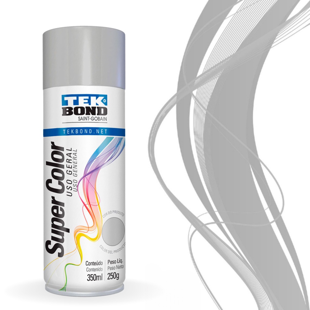 Tinta Spray Primer Fundo Preparador SuperColor Uso Geral 350ml Tekbond Aerossol Secagem Rápida Gesso Cerâmica Aerosol