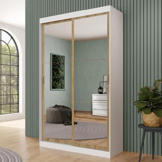 Guarda Roupa Casal 2 Portas 2 Gav Espelho Branco Carraro Nero