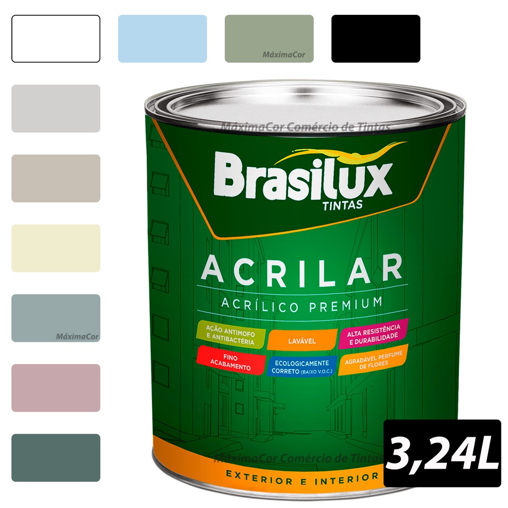 Tinta Lavável Antimofo para Parede Acrilar Brasilux 3,24L | Shopee Brasil