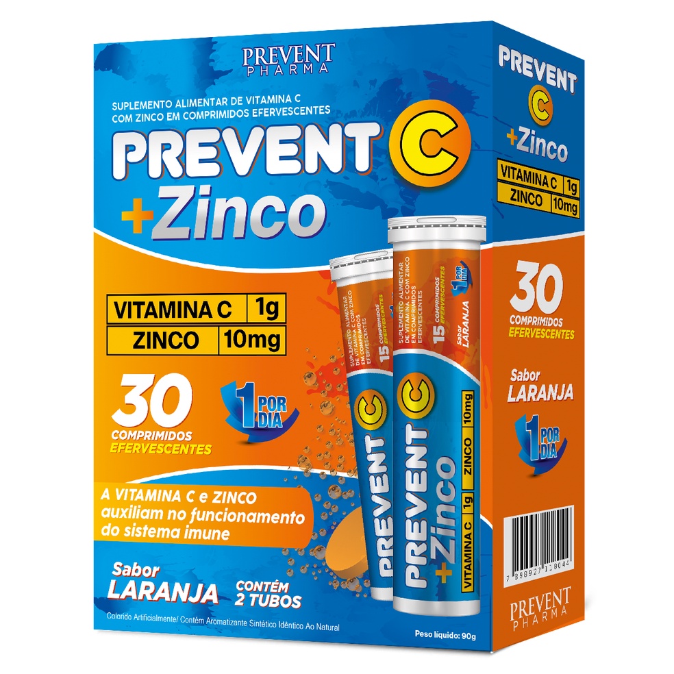 Prevent C + Zinco Efervescente 30 comp. - Prevent Pharma | Shopee Brasil