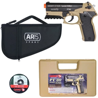 Pistola Pressão Gamo PT80 Desert Attack 4.5+Capa AR15 Sport