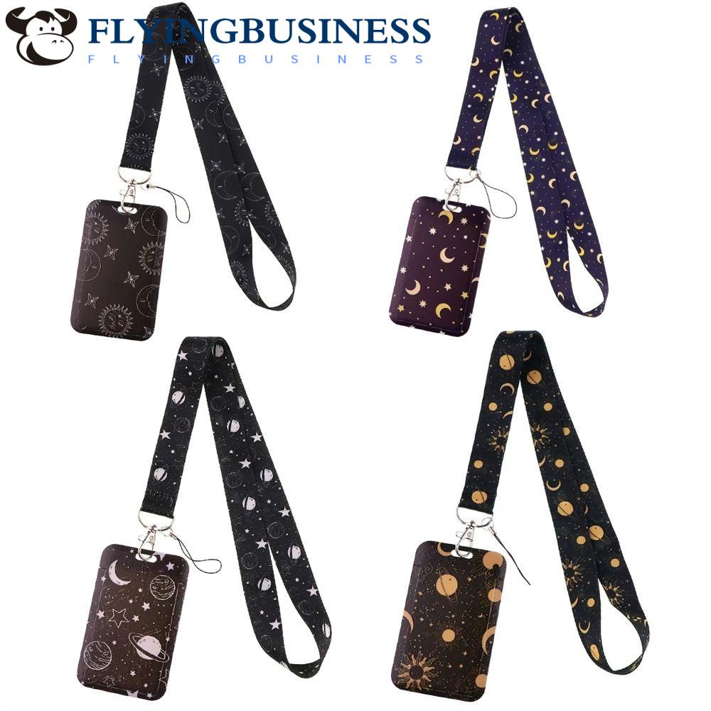 Porta-Cartões De Identificação FLYINGBUSINESS Cute Vintage Phone Lanyard Sun E Moon Stars Pendurar Corda