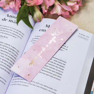 10un Marcador de Página Hot Stamping "Confie" Rosa - Coleção Bíblica