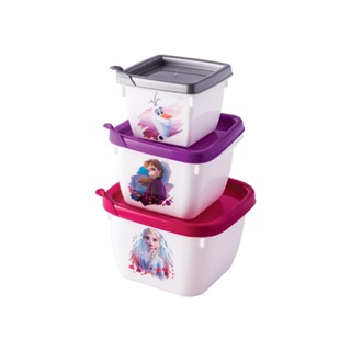 Conjunto de Potes de Plástico Quadrados Conect Frozen 3 unidades
