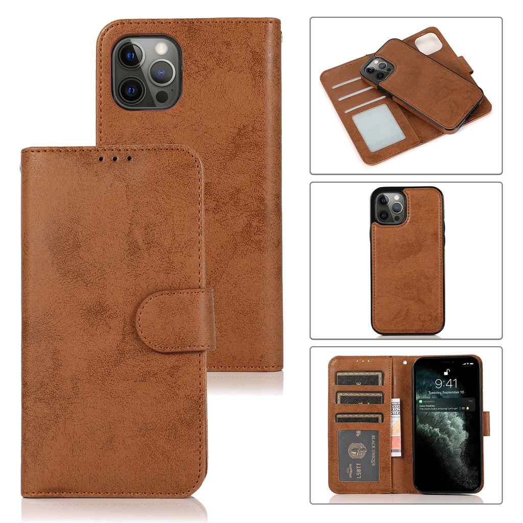Capa IPhone Marosoniy Com Bolso Cartão - Couro Floral 13/14/15 6.1"