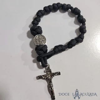 Pulseira de Nó Preto Paracord de São Bento