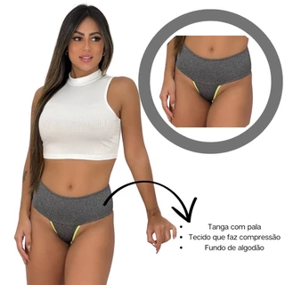 2 Tanga Calcinha Sustentação Segura Barriga Cós viés colorido  Modeladora Cintura Alta sacoleira Djl em Oferta na Shopee