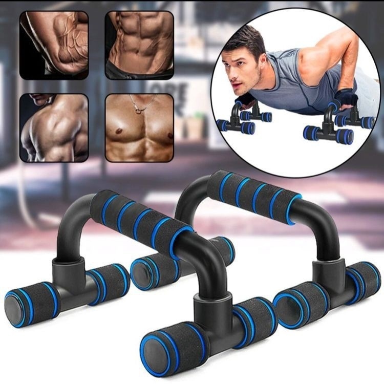 Barra Chão Flexão Treino Ombro Triceps Peito Abdômen Exercicio+Hand Grip Mola Com Ajuste