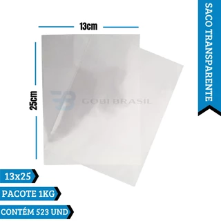 SACO PLASTICO TRANSPARENTE 13X25 REFORÇADO CRISTAL EMBALAGEM