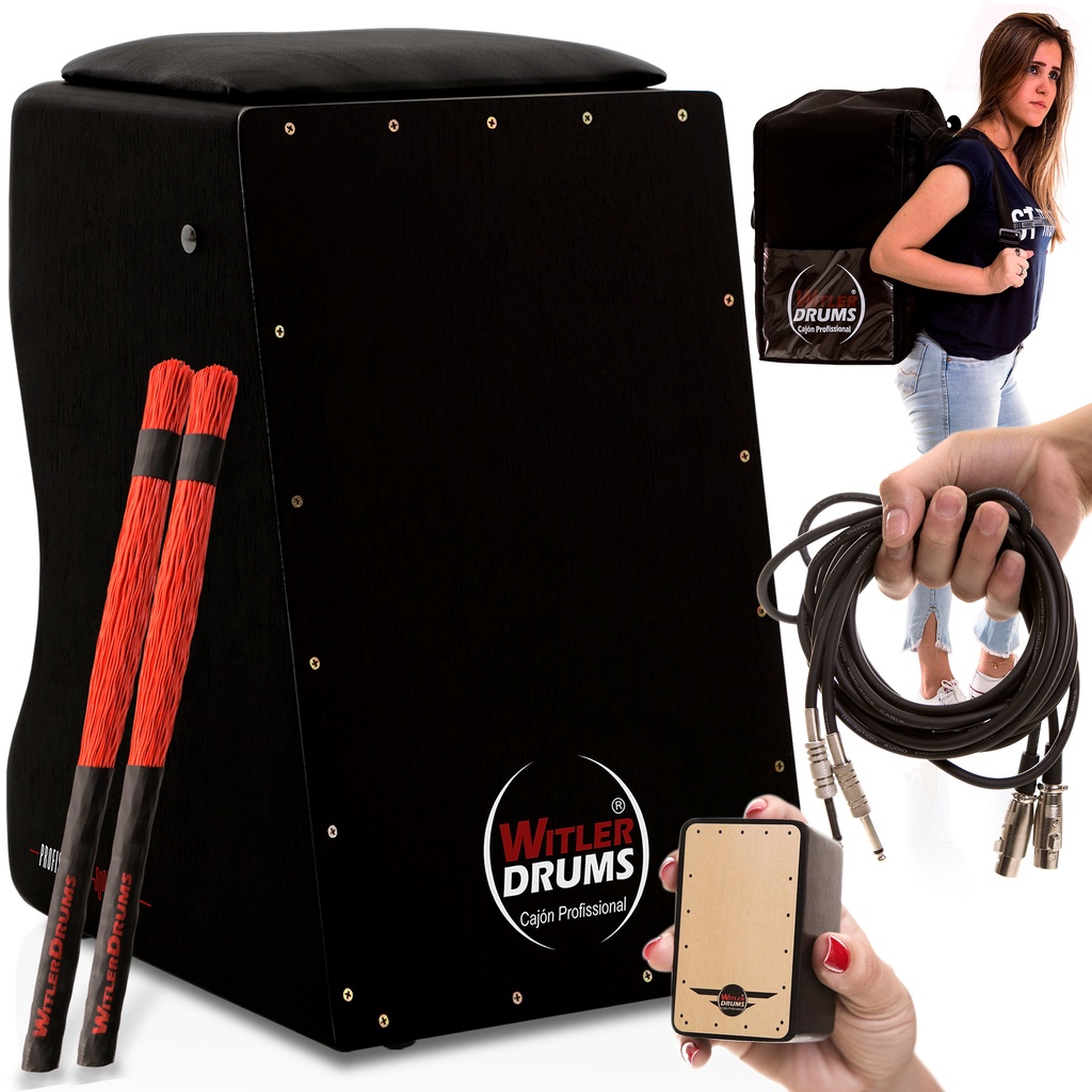 CAJON TRADICIONAL INCLINADO ELETRICO PRETO | PRETO - KIT (MA|BI|MIN|V2 ...