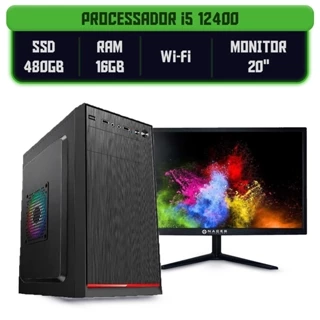 Computador Completo I5 12400 Ram 16gb Ssd 480gb Monitor 20