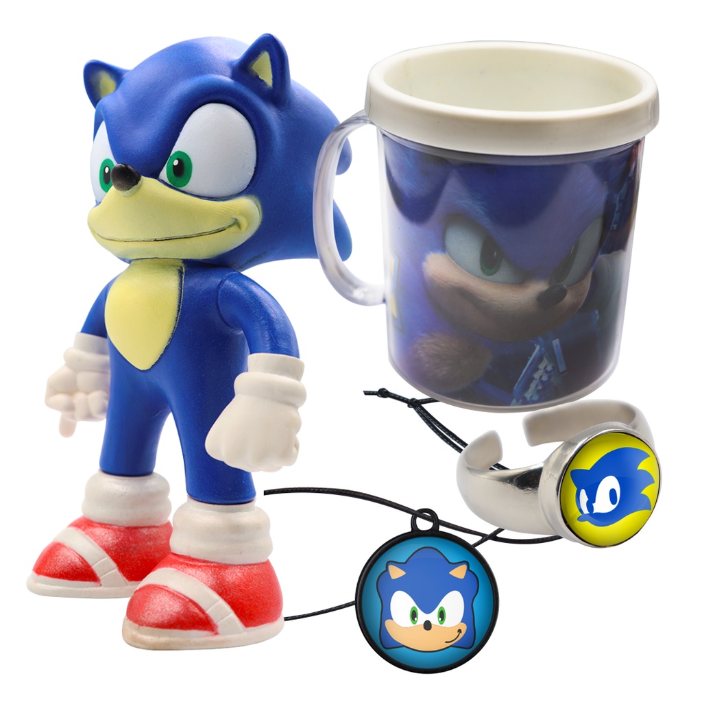 Kit Sonic The Hedgehog Caneca + Boneco