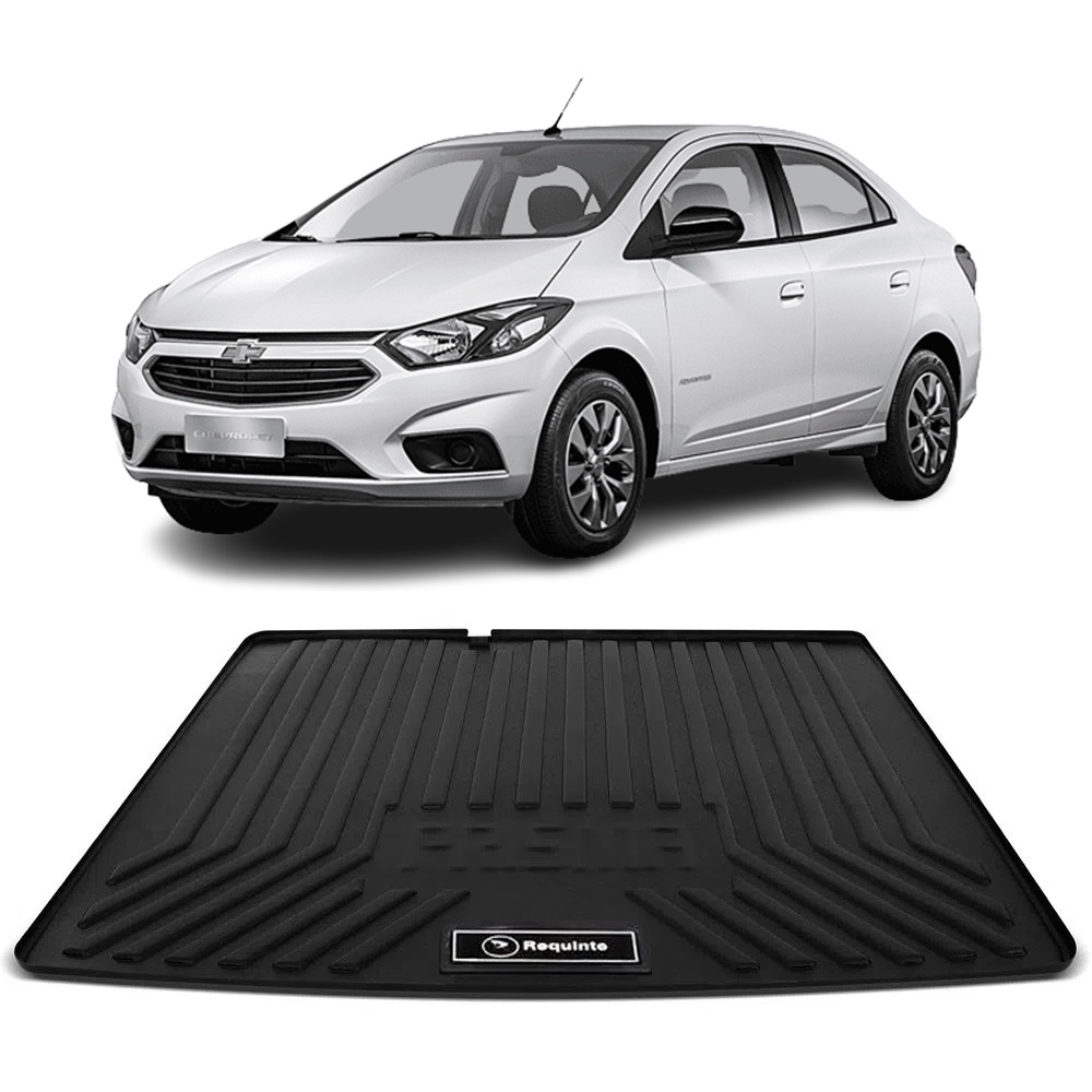 Tapete de Porta Malas Tipo Protetor Bandeja Chevrolet Prisma 2013 a 2020 Preto Impermeável com Bordas Requinte 