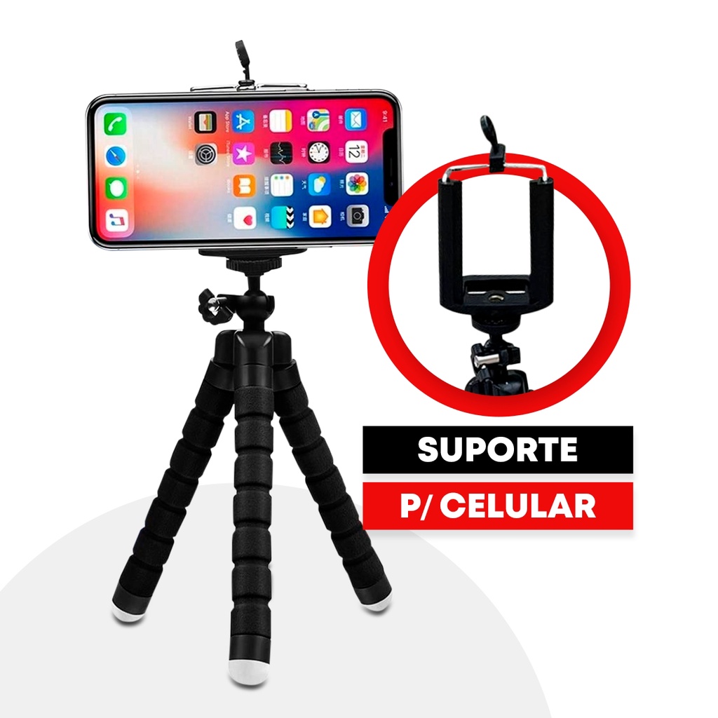 Tripé Para Celular Portátil Suporte Flexível Apoio Celular