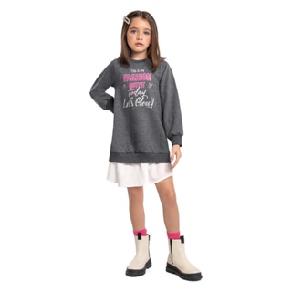 Vestido Infantil Moletom Manga Longa Quimby
