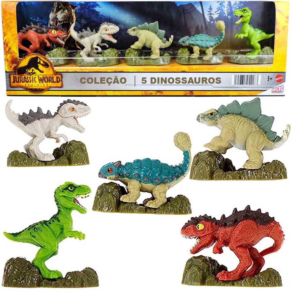 Jurassic World Coleção 5 Mini Bonecos Dinossauros Dominion - Mattel ...