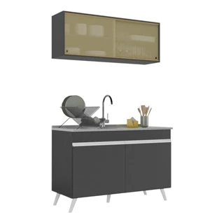 Armário de Compacta 2 peças Veneza Multimóveis MP2140.898 Preto/Branco