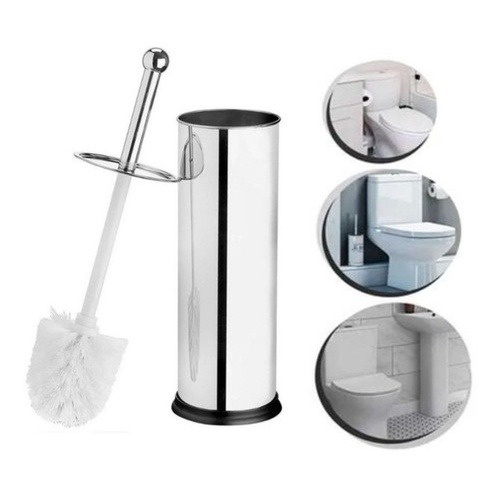 Escova Sanitária com Suporte Aço Inox para limpar Vaso Privada
