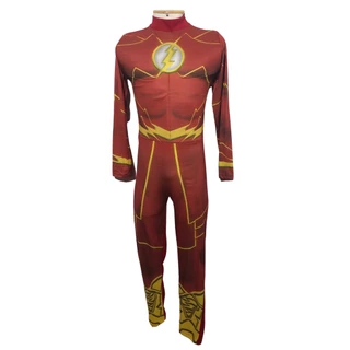 Fantasia Flash Adulto Macacão Estofado Luxo Herói Carnaval