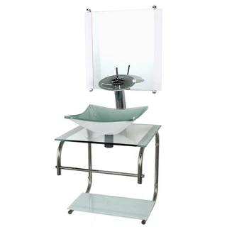 GABINETE 40CM DE VIDRO INOX CUBA QUADRADA BRANCO