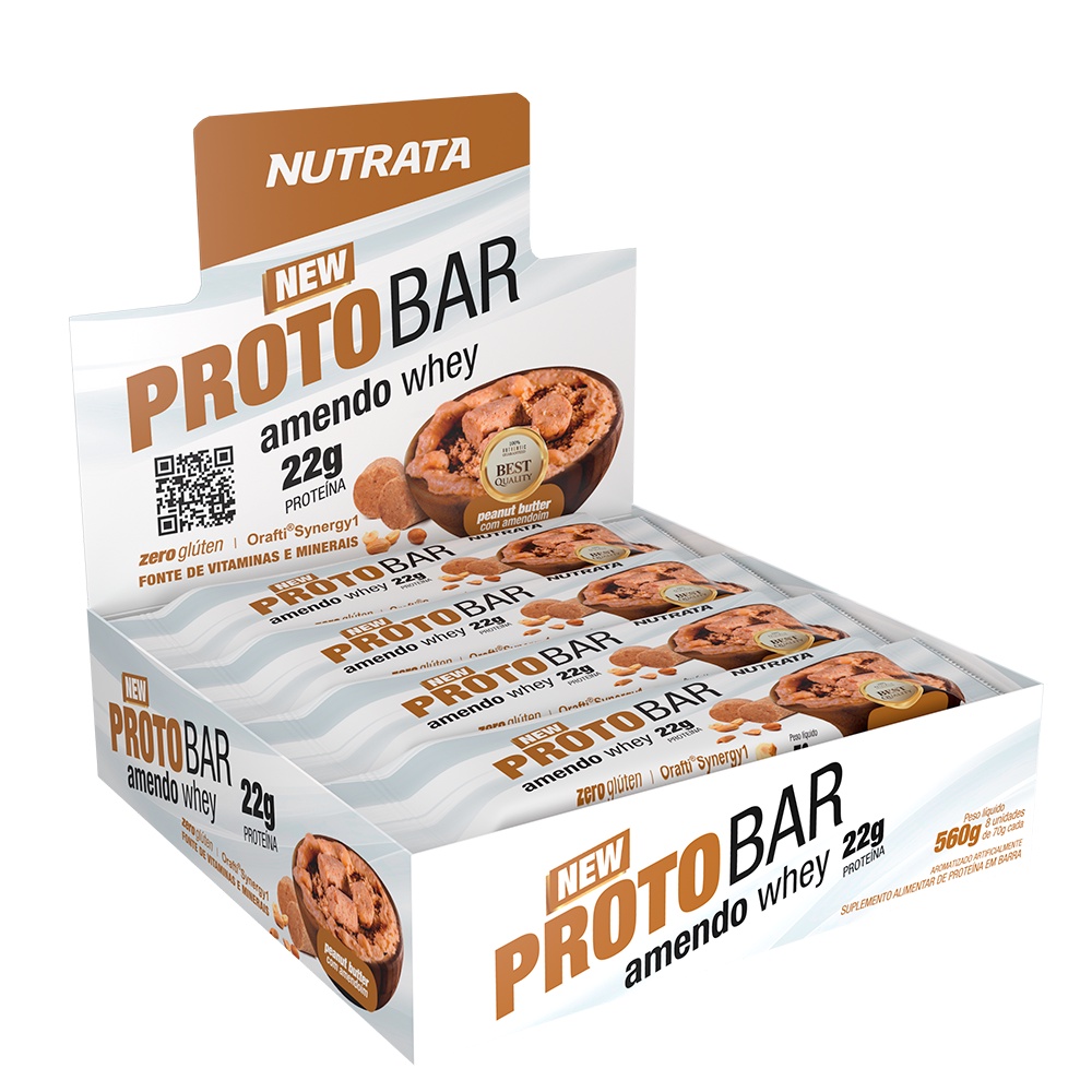 Protobar Amendo Whey Display c/8 Barrinhas de 70g – Nutrata