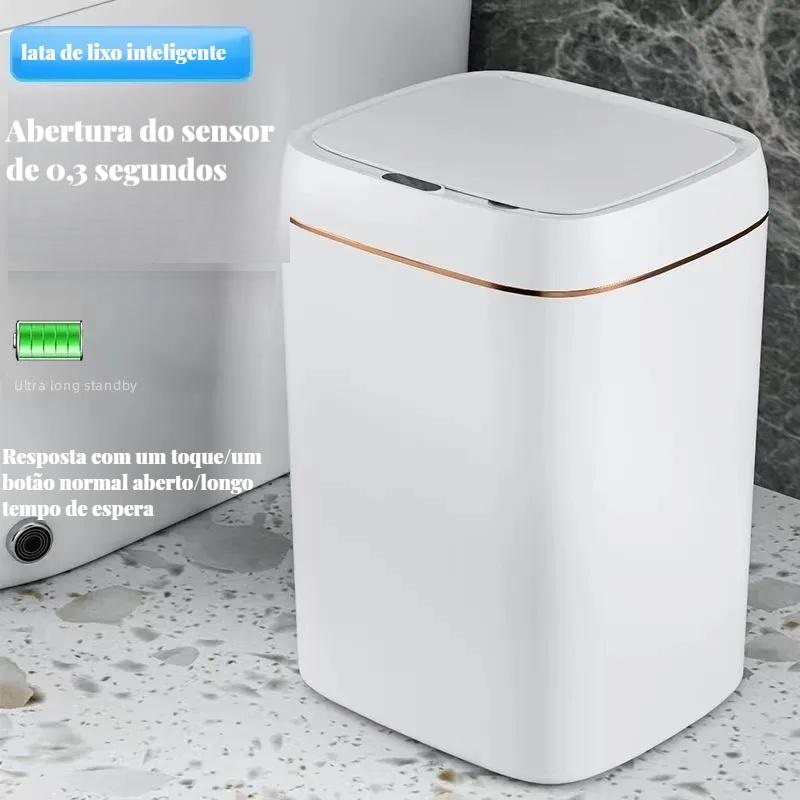 lixeira com sensor/lixeira inteligente/lixeira automático/lixeira banheiro sensor/lixeira de banheiro/Cozinha grande lata de lixeira
