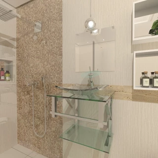 GABINETE DE VIDRO PARA BANHEIRO 40CM INOX INCOLOR