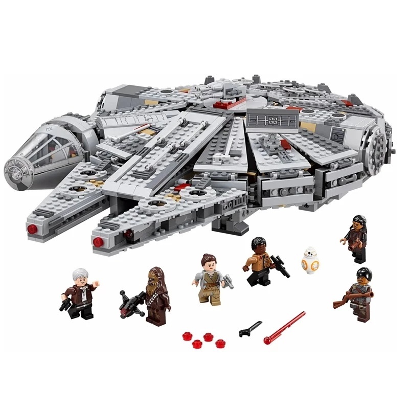 1381PCS Pequenos Blocos De Construção Brinquedos Compatíveis Com Lego Star Wars A Força Desperta Millennium Falcon Gift Para Meninas