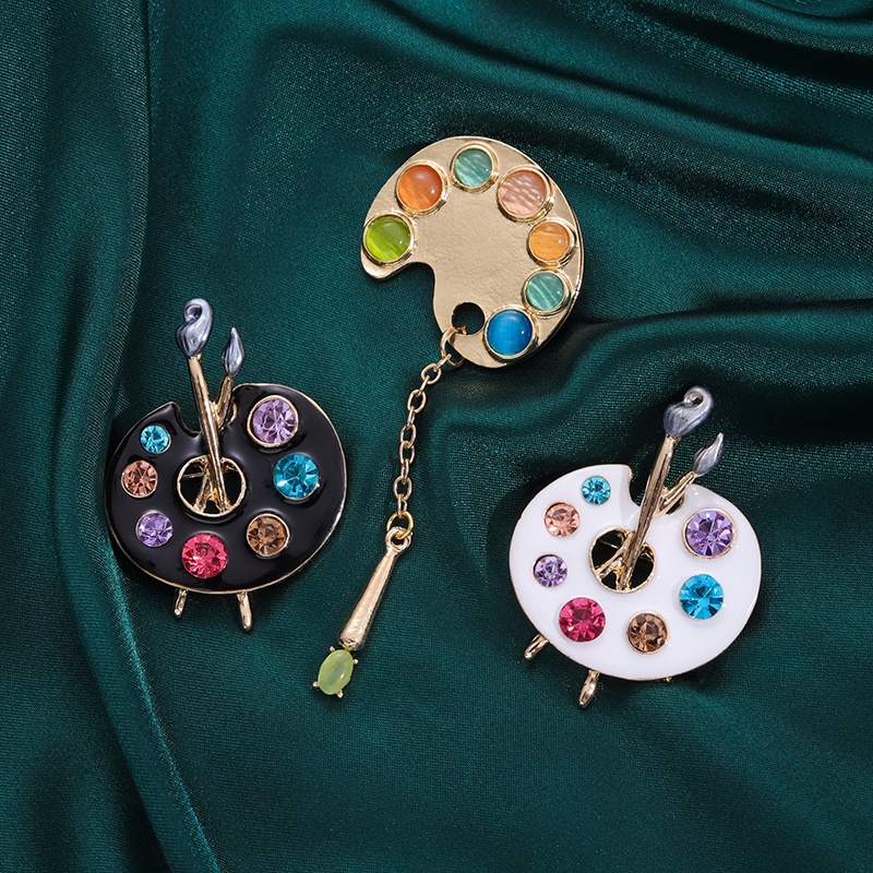 Criativo Pintura Com Diamante Colorido Placa De Pino De Lapela Pingente Delicado Broche De Metal Pintor De Moda Crachá Acessórios De Roupa