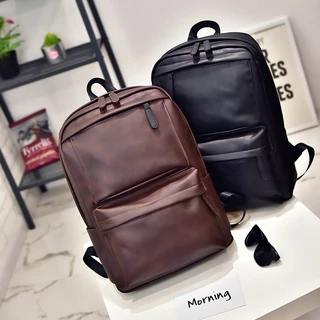 Viagem De Lazer Mochila De Grande Capacidade Estudantil Da Moda De Couro PU Masculina Coreana