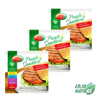 KIT 3 Unidades Hamburguer de Carne Vegetal Pronto e Saudável Sem Glúten Vegano 200g - SORA