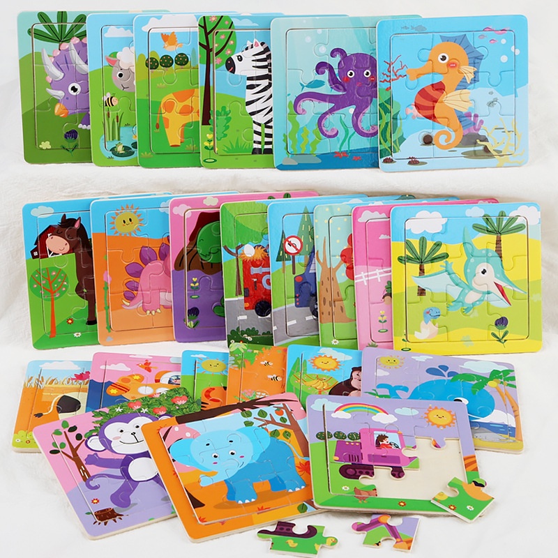 Mini quebra-cabeça de 9 peças brinquedos educativos para crianças de 1 ...