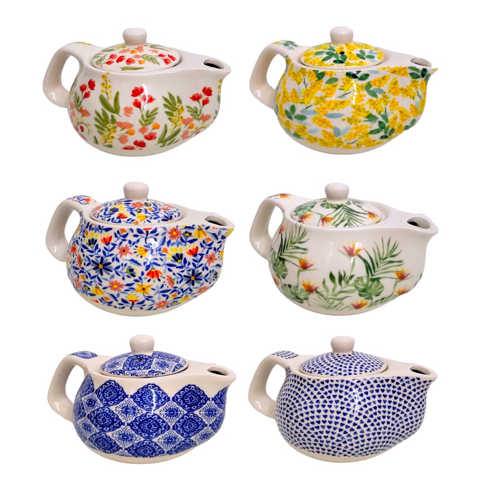 Bule de Chá Mini Porcelana Infusor Inox Chaleira Leiteira