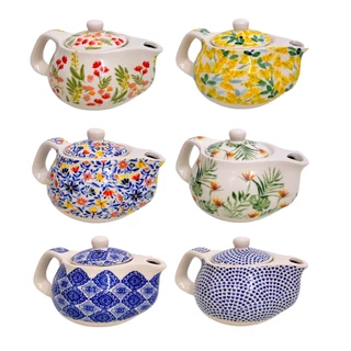 Bule de Chá Mini Porcelana Infusor Inox Chaleira Leiteira