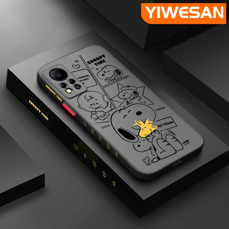 Para InFinix Hot 11s NFC Case Cartoon Snoopy Novo Design Caixa Fina À Prova De Choque Telefone Rígido De Silicone De Borda Quadrada