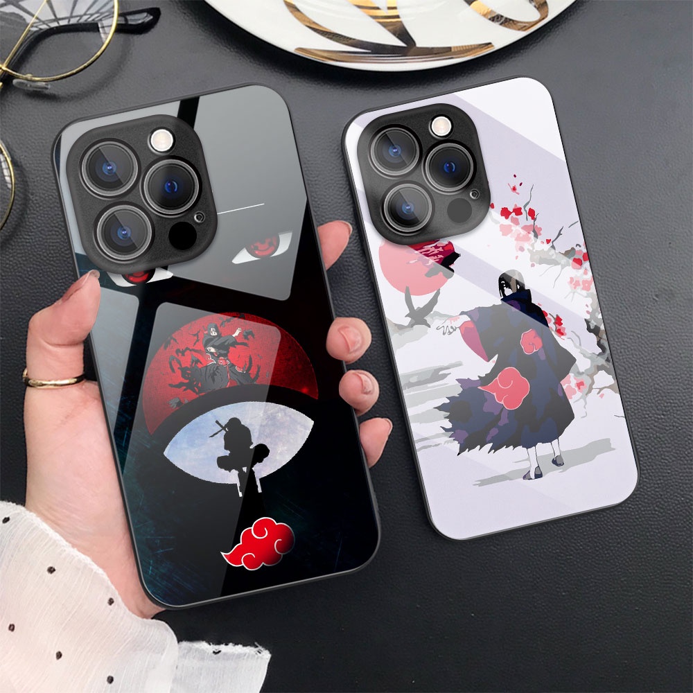 Caixa Dura De Vidro Temperado Compatível Para iPhone 14 Pro Max 13 12 11 X XR XS 7 8 SE 2022 Moda Anime Naruto Proteção Da Câmera