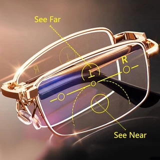 Novo + 1.0 A + 4.0 Óculos De Leitura Bifocais Anti-Azul , Zoom Inteligente Distante E Próximo , Armação Completa , Metal