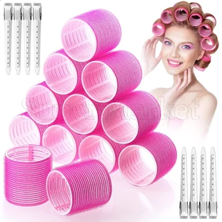 Modeladores Jumbo Hair Volume Cabelos Encaracolados/Sem Calor Enroladores Gancho & Laço Auto-Adesivo Ferramentas De Modelagem/Rolos De Cabelo Grip Com Clipes /