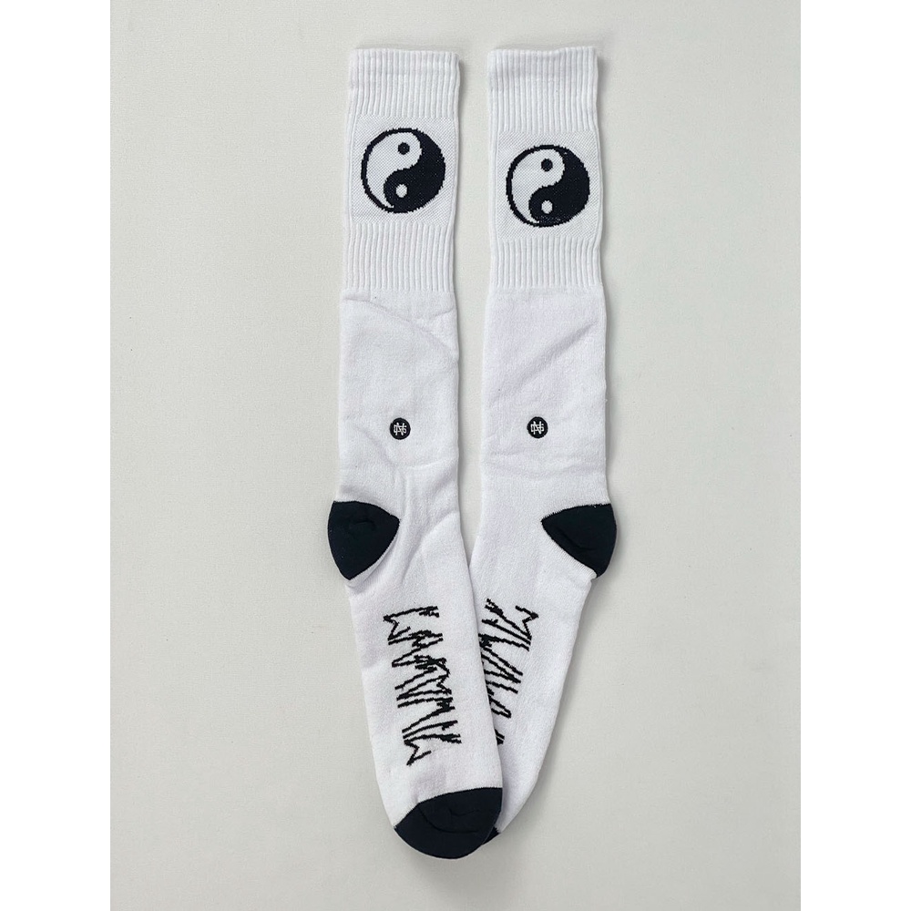 Meia Cano Alto Chronic Yin Yang Logo - Branca
