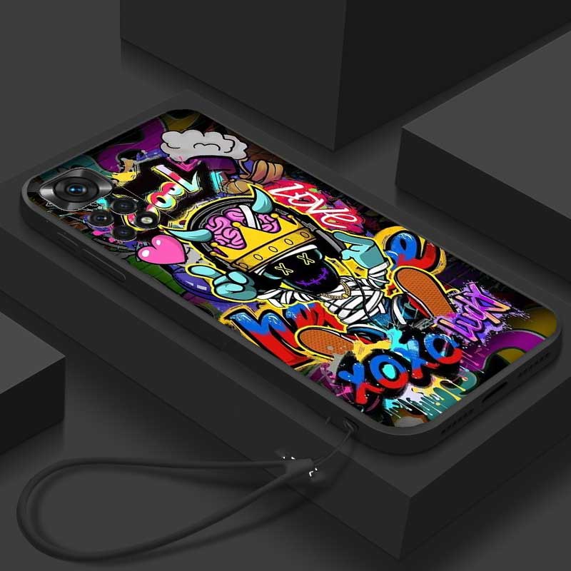 Capa Redmi Nota 11 9 10 Pro 9s 10S 11s 10C Poco X4 5G X3 NFC M4 X3 Moda Tendência Grafite Desenhos Animados Monstros Kung Fu Monk Macio Tpu Telefone