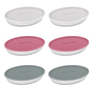 Conjunto de Assadeiras Marinex Oval 3,2 Litros Média com Tampa Plástica 6 Peças