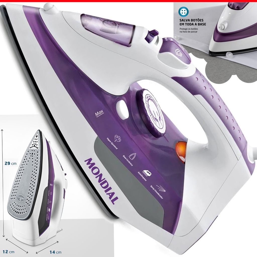Ferro De Passar Roupa Mondial A Vapor 1200w F40 Vapor Vertical ...
