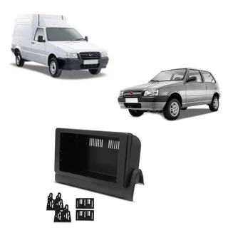 MOLDURA 2 DIN FIAT UNO MILLE, FIORINO 2004 A 2013 - PRETA MD