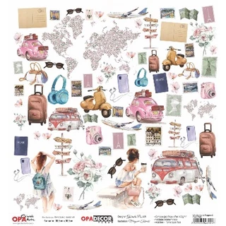 Papel para Scrapbook OPADECOR 3249- Um sonho de Viagem 2 - 30,5x30,5cm