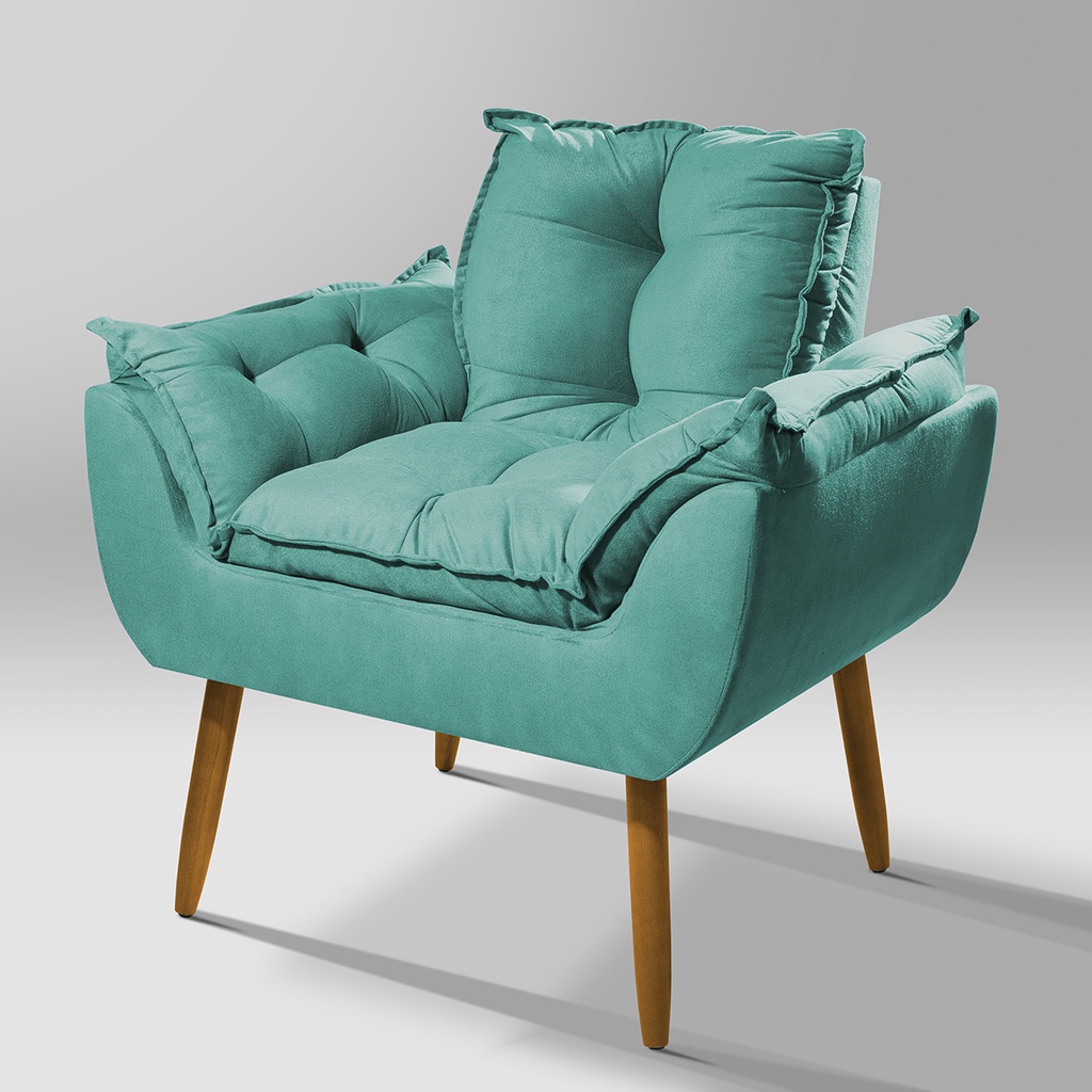Poltrona Decorativa Opala Sala de Estar Azul Turquesa