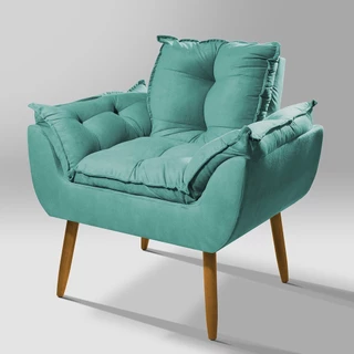 Poltrona Decorativa Opala Sala de Estar Azul Turquesa